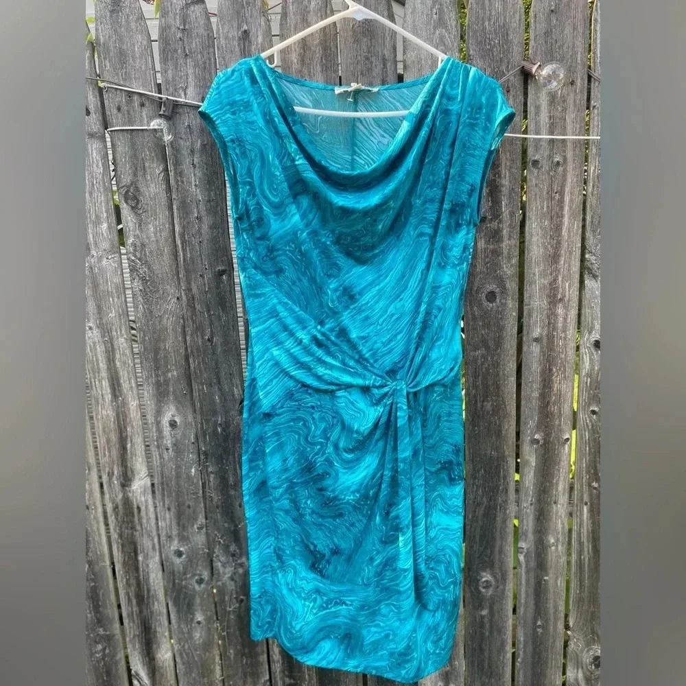 MICHAEL Michael Kors Emerald Waves Prints Draped Dress Sz S - New